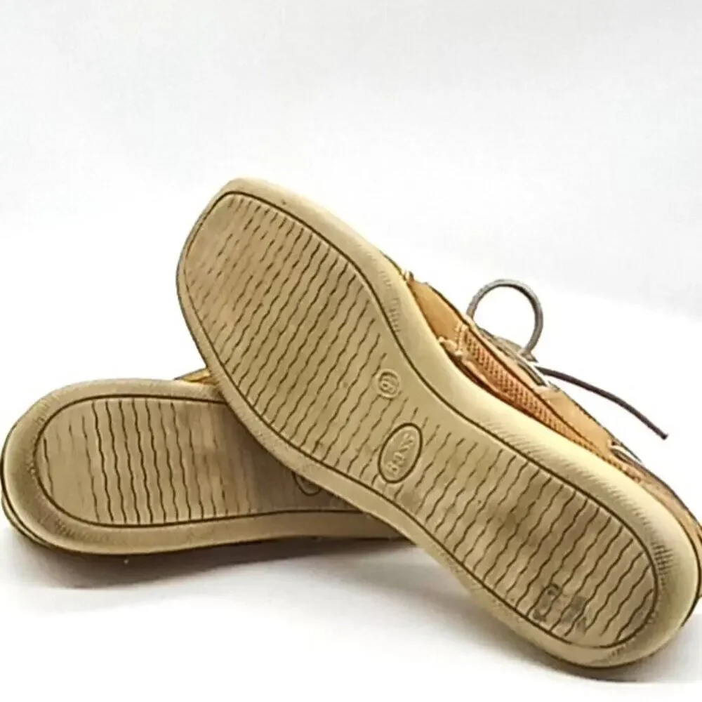 Bass Boat Shoes Loafers Breezy Brown Leather Tie Men's 9.5 Leather Uppers